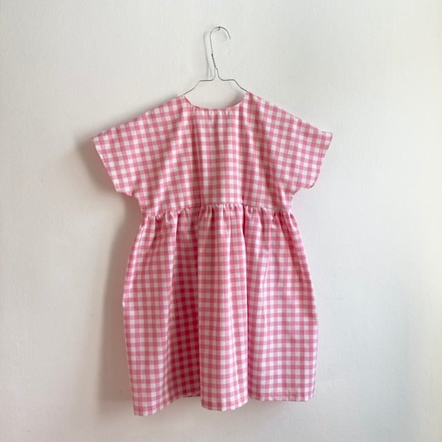 Garden Dress-pink check | robe of feathers