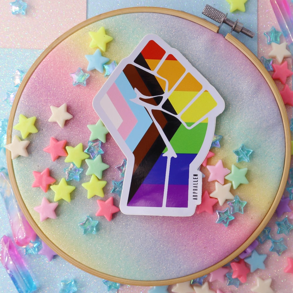 Image of Progress Pride Flag Large Vinyl Sticker