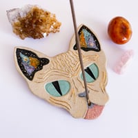 Image 4 of Cosmic Sphynx Cat - Trinket Plate / Incense Holder