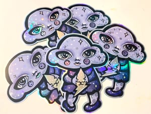 Image of Clara Cloud and Bolty Cat Holographic Sticker