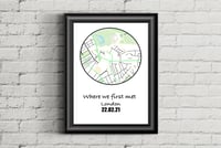 Where we first met with location and date. (Digital and framed)