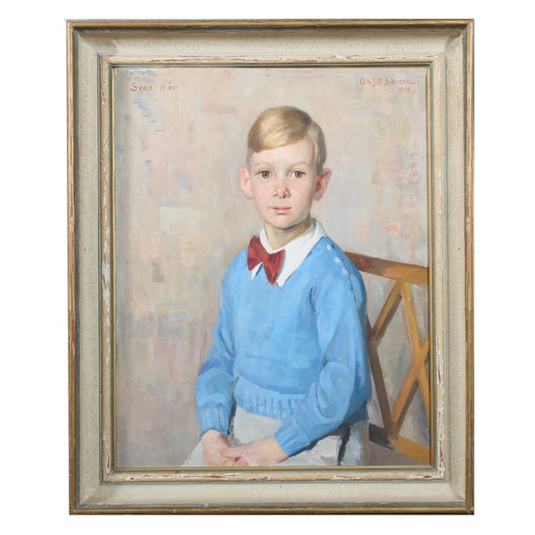 Image of 1948, Swedish, Society Portrait Painting of a Boy.