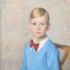 Image of 1948, Swedish, Society Portrait Painting of a Boy.