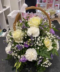 Lilac and White Basket Arrangement 💐