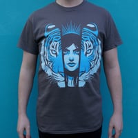 Image 1 of 'Tiger, Tiger' T-shirt - Limited Edition - Blue on Grey
