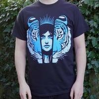 Image 3 of 'Tiger, Tiger' T-Shirt - Limited Edition - Blue on Black