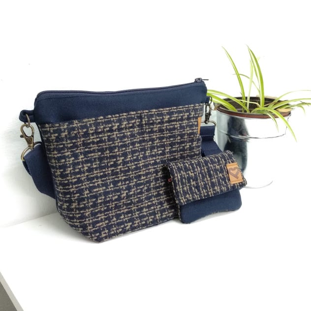 Image of Bolso MINI lana azul marino/marrón