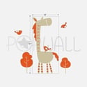 Kids Fun Grow Chart - Tall Horse with Birds Vinyl Wall Decal Sticker Art - 012