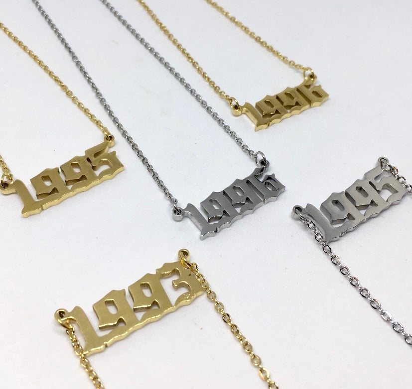 Image of Stainless steel gold/silver birth year necklace 