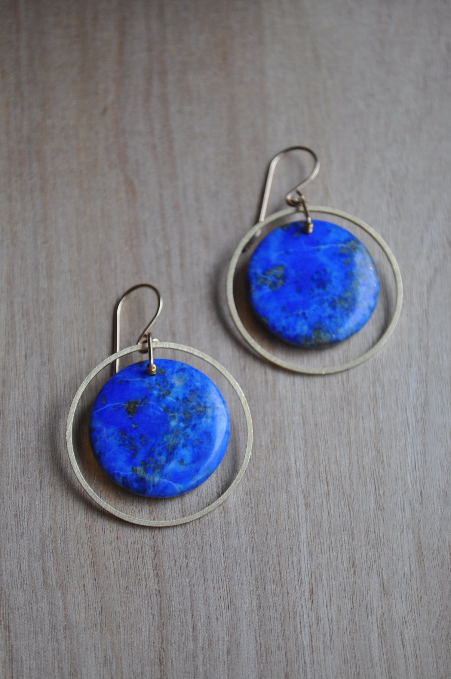 Image of One of a Kind Lapis Lazuli Hoop Earrings