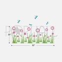 Wall Decal Grass Land with Flowers and Dragonflies - 077