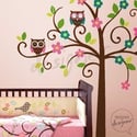 Swirly Tree with Owls (LARGE) - dd1034 Vinyl Wall Sticker Decal Baby Nursery