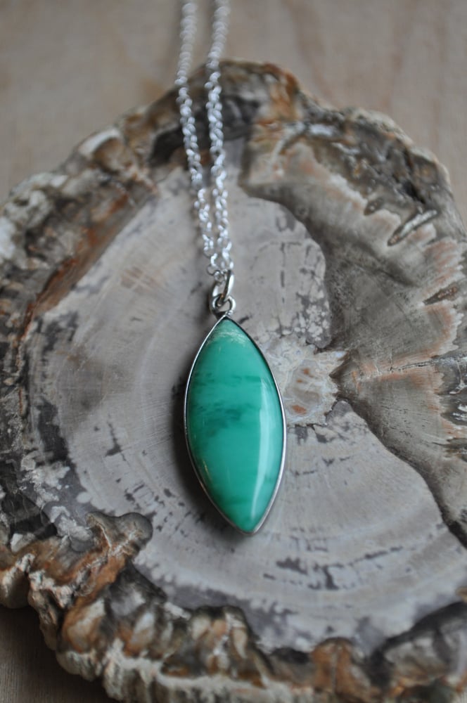 Image of Chrysoprase Necklace on Sterling Silver
