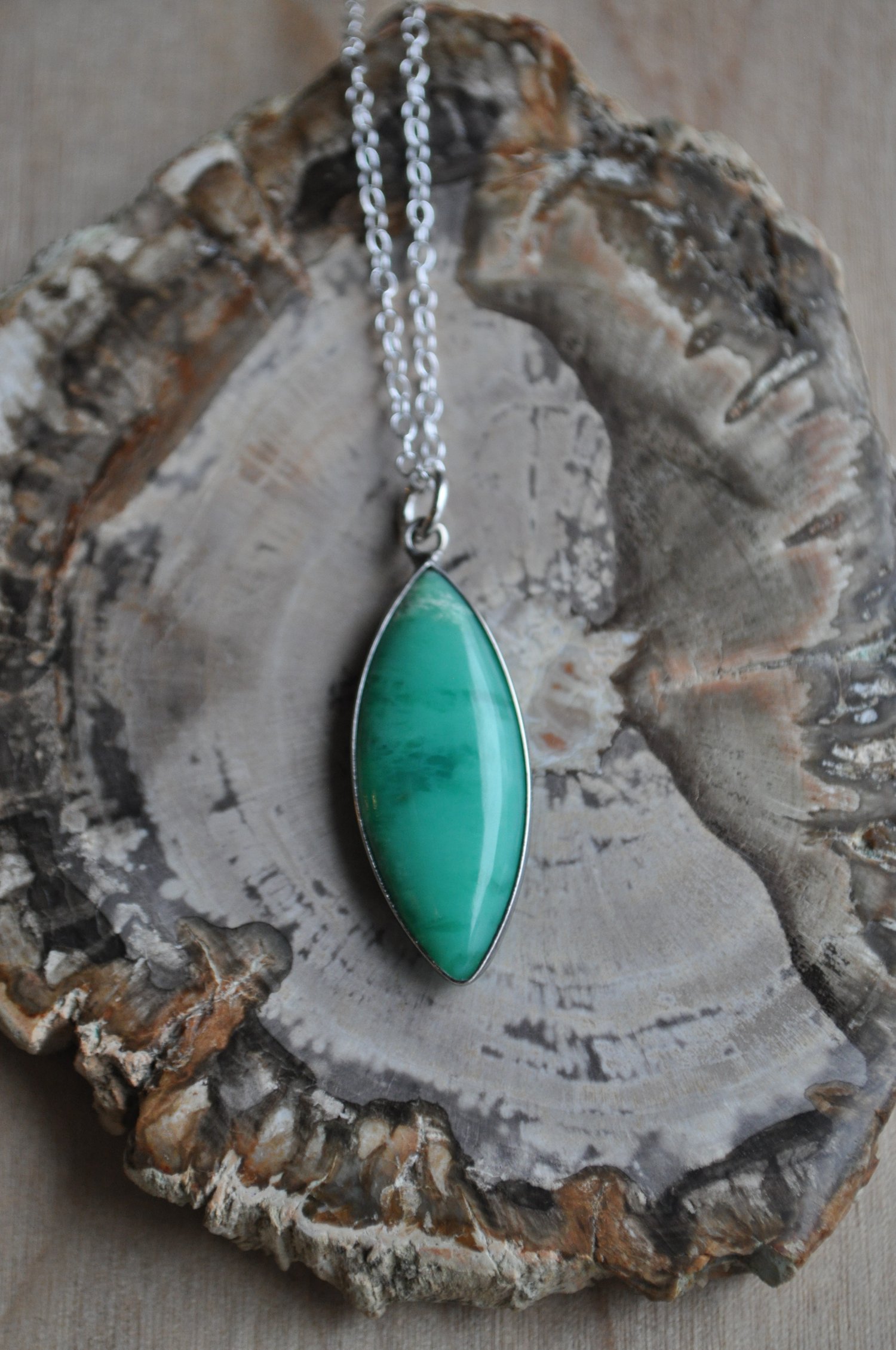 Image of Chrysoprase Necklace on Sterling Silver