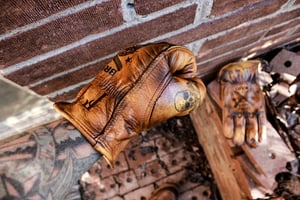 Image of Life's a knife fight/Bring a gun custom leather gloves