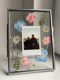 SILVER 5x7 Framed Polaroid with Pressed Flowers