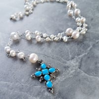 Image 5 of Pearl & Turquoise Rosary