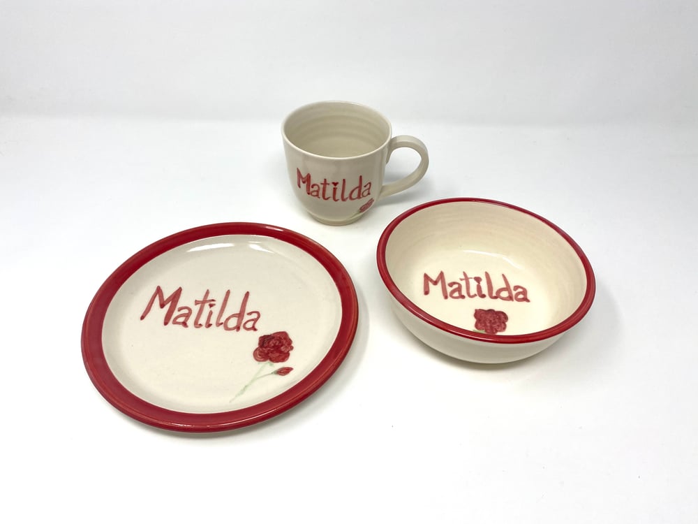 Image of Personalised Child's Mug, Bowl and Plate set