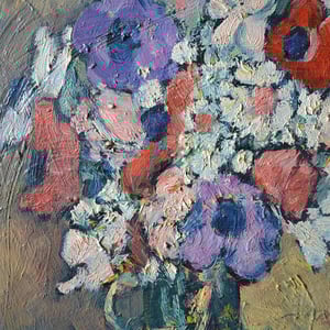 Image of Late 20thC, French Painting ,'Petit Bouquet d’Anémones,' Henri JONAS