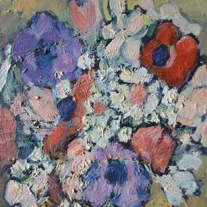 Image of Late 20thC, French Painting ,'Petit Bouquet d’Anémones,' Henri JONAS