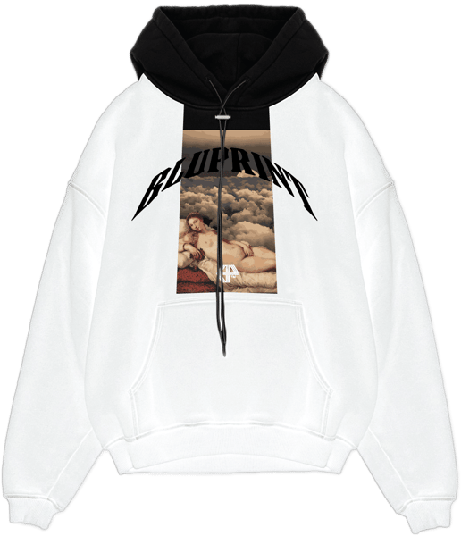 Image of FRAGMENT HOODIE: WHITE/BLACK