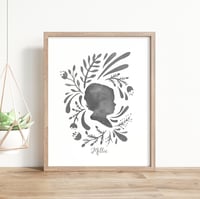 Image 1 of Custom Silhouette Print with Delft Design: in Pink, Blue, or Gray