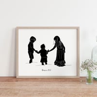 Image 1 of Custom black and white digital FULL BODY silhouette portrait