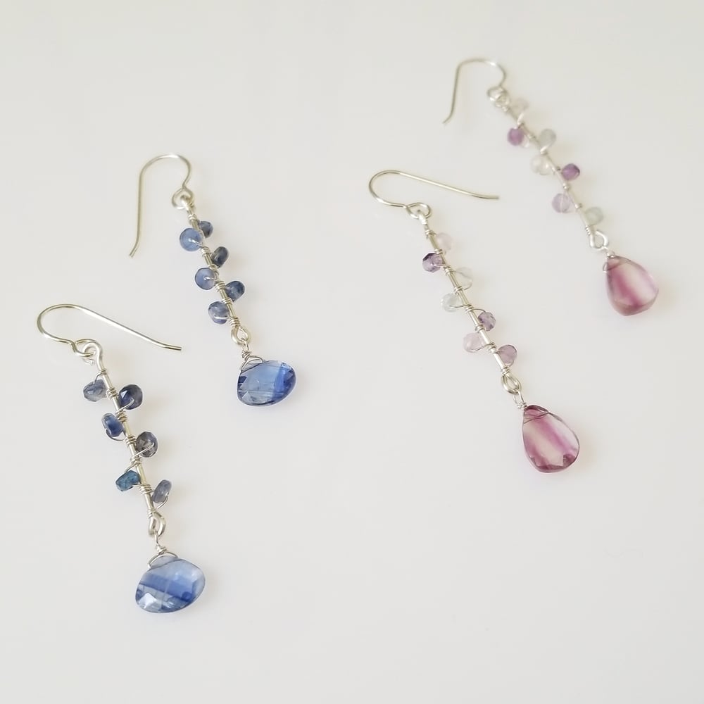 Image of Wire Wrapped Berry Gemstone Earrings 