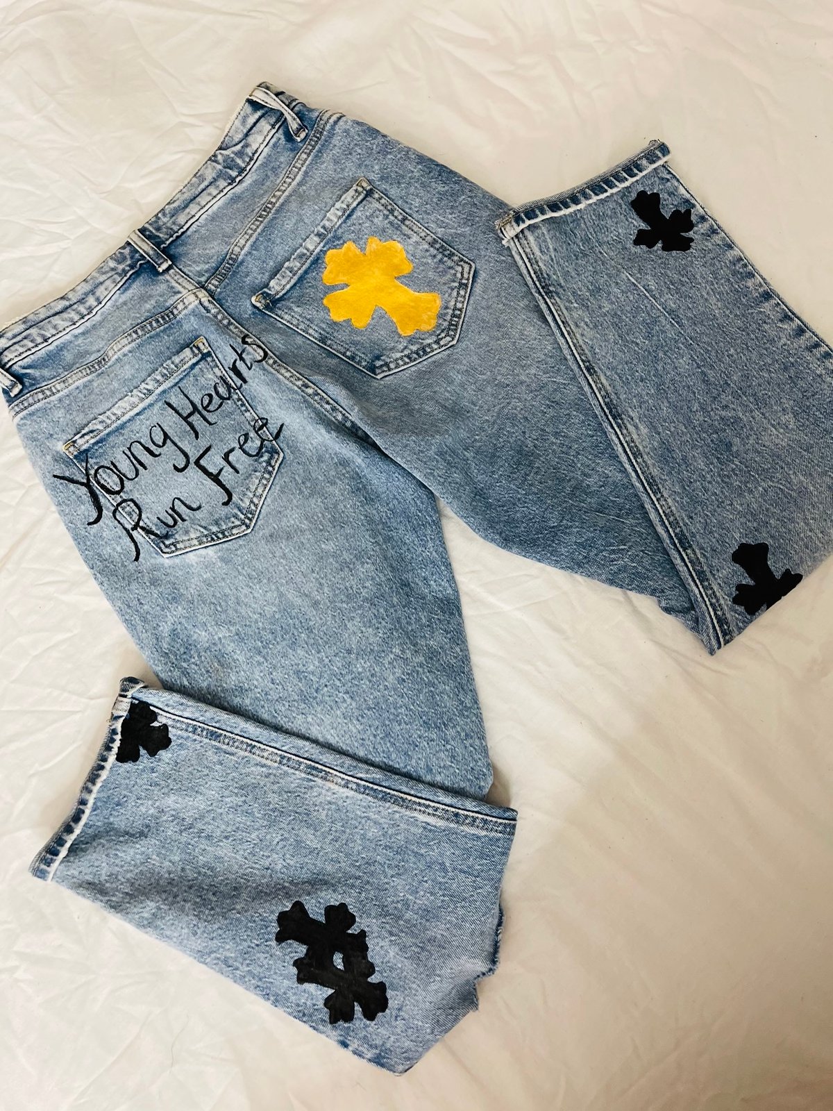 超特価激安 Cross patch custom denim jeans 白青の通販 by インポート