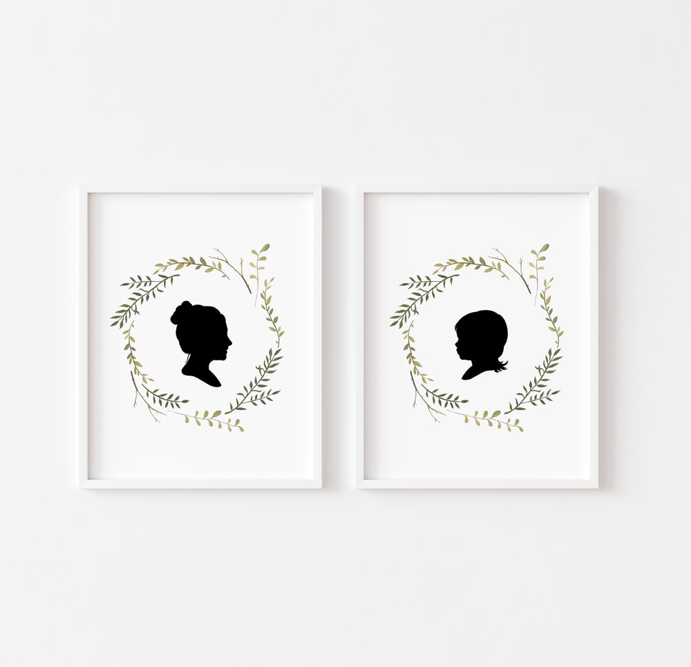 Image of Custom Silhouette Print with Early Spring Wreath