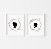 Image 1 of Custom Silhouette Print with Early Spring Wreath