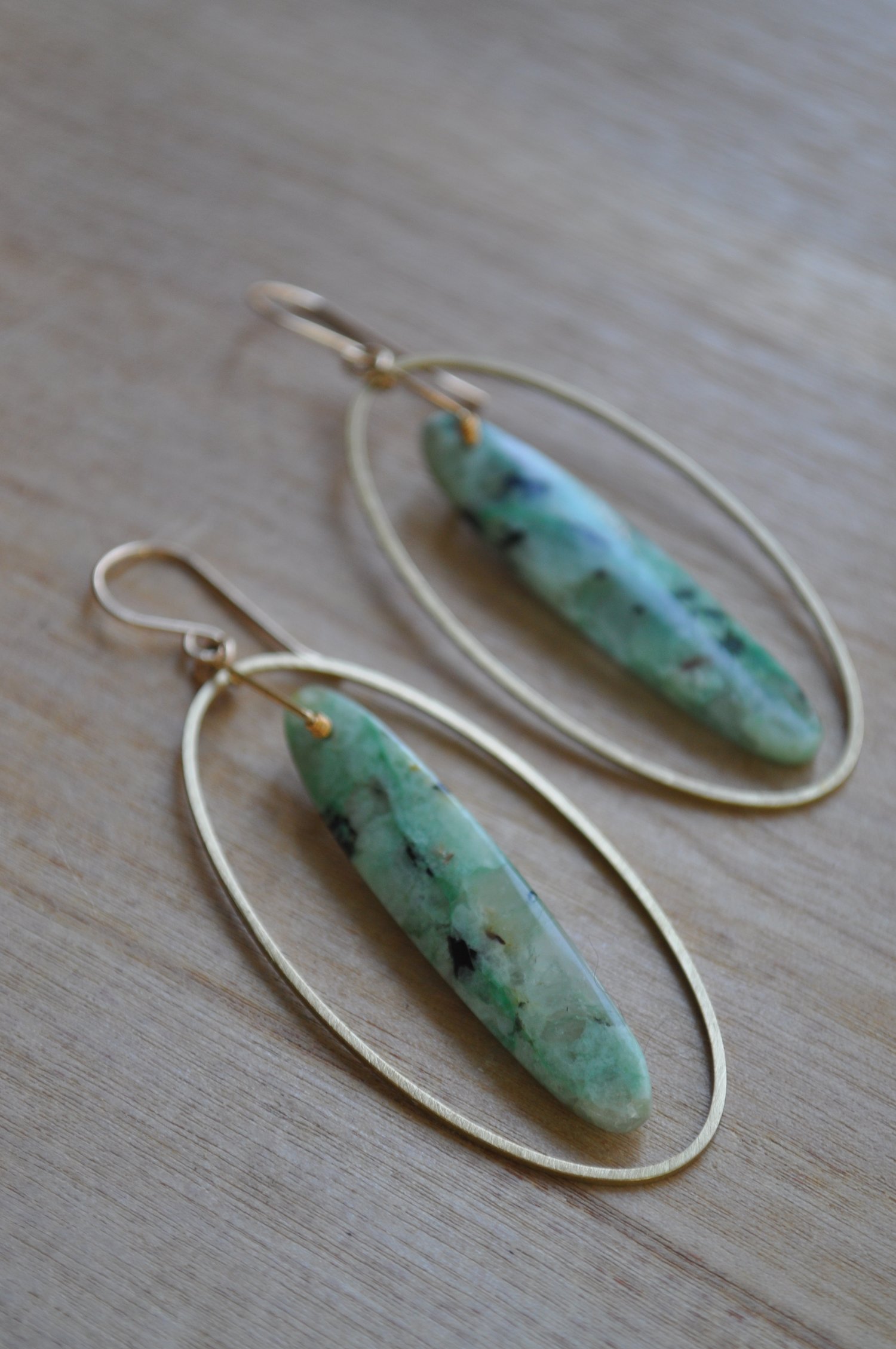 Image of Chrysocolla Oval Hoop Dangles