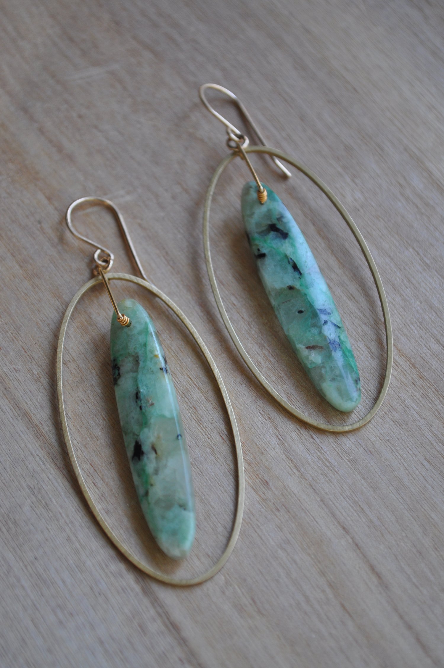 Image of Chrysocolla Oval Hoop Dangles