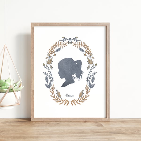 Image of Custom Silhouette Print with Thicket Wreath