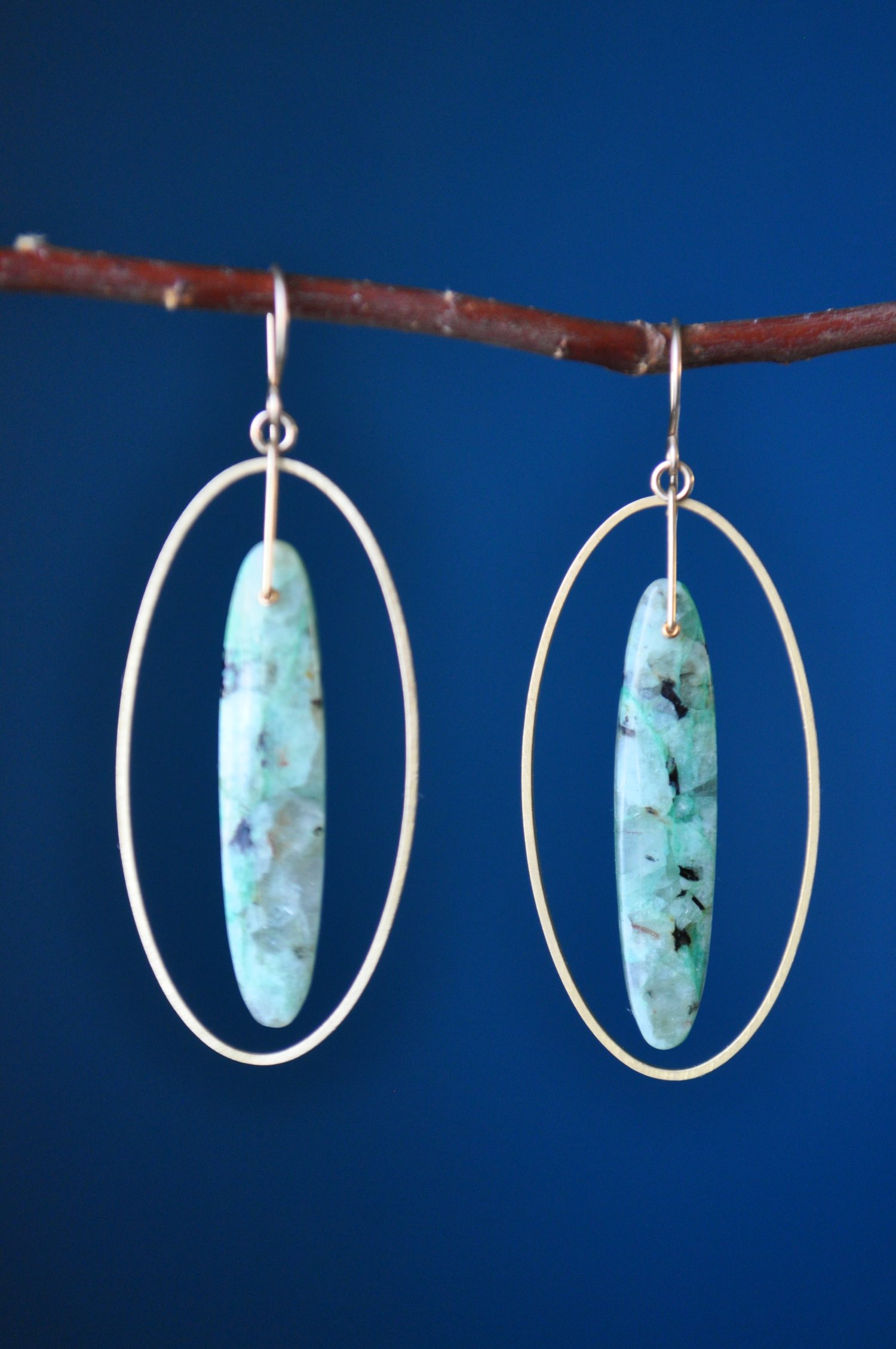 Image of Chrysocolla Oval Hoop Dangles