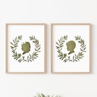 Image 1 of Custom Silhouette Print with Olive Branch Wreath 
