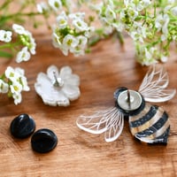 Image 2 of Bee and flower pin set 