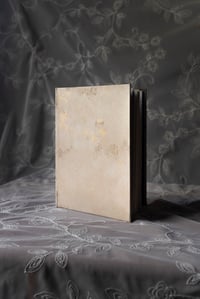 Gold reflective marble journal with olive green endpages (small)