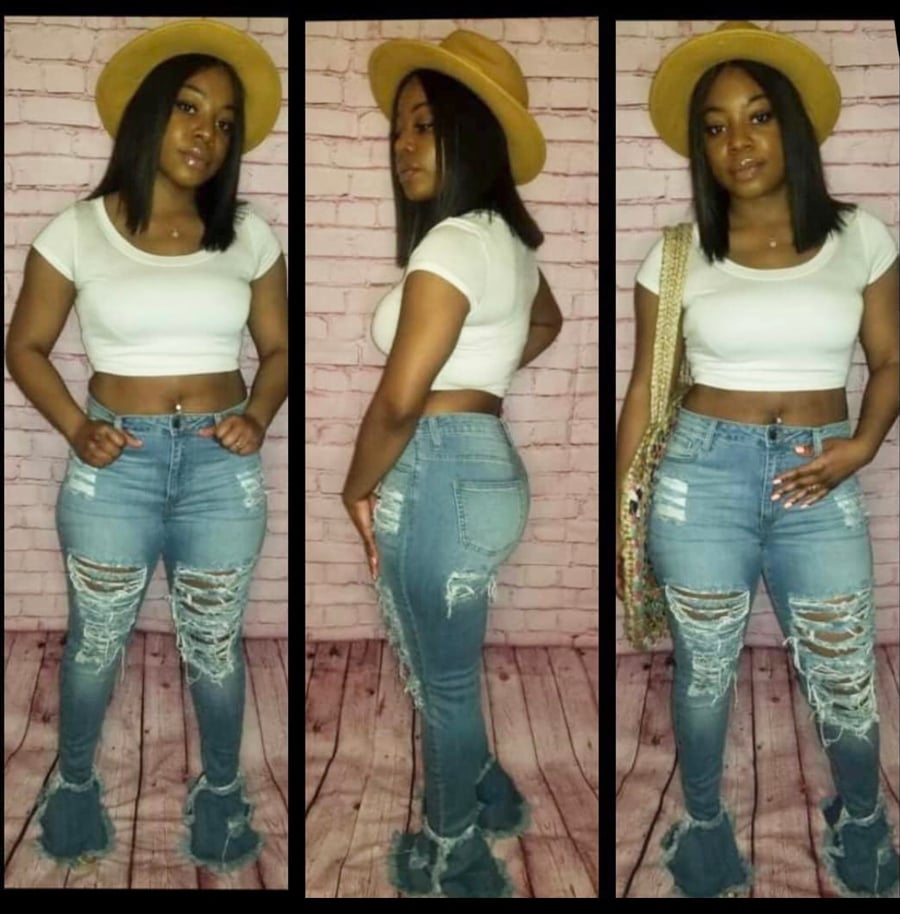 Image of Groovy Distressed  Denim Jeans