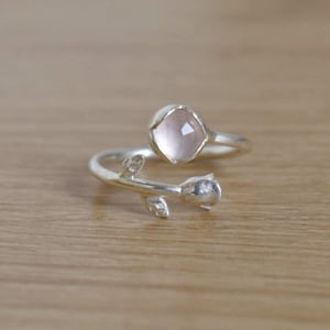 Image of ROSA x Rose Quartz rose cut silver ring