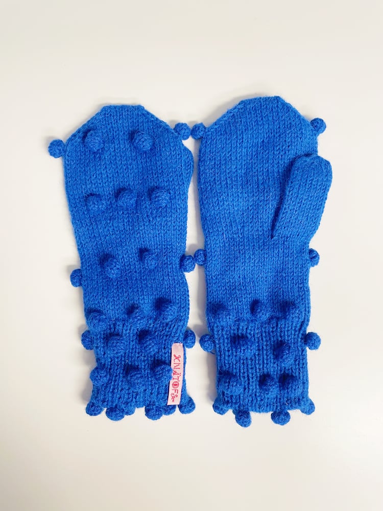Image of Dots Mittens Electric blue