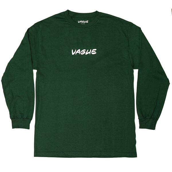 Image of Vague x Serious Adult - Skate Phrases Longsleeve T-shirt - Forest Green.