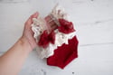 Gwen red romper OR bonnet OR headband/ two sizes