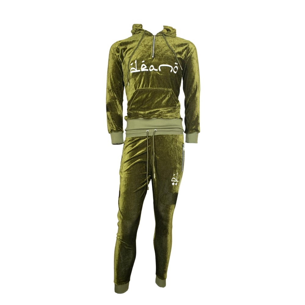 mens olive green sweatsuit