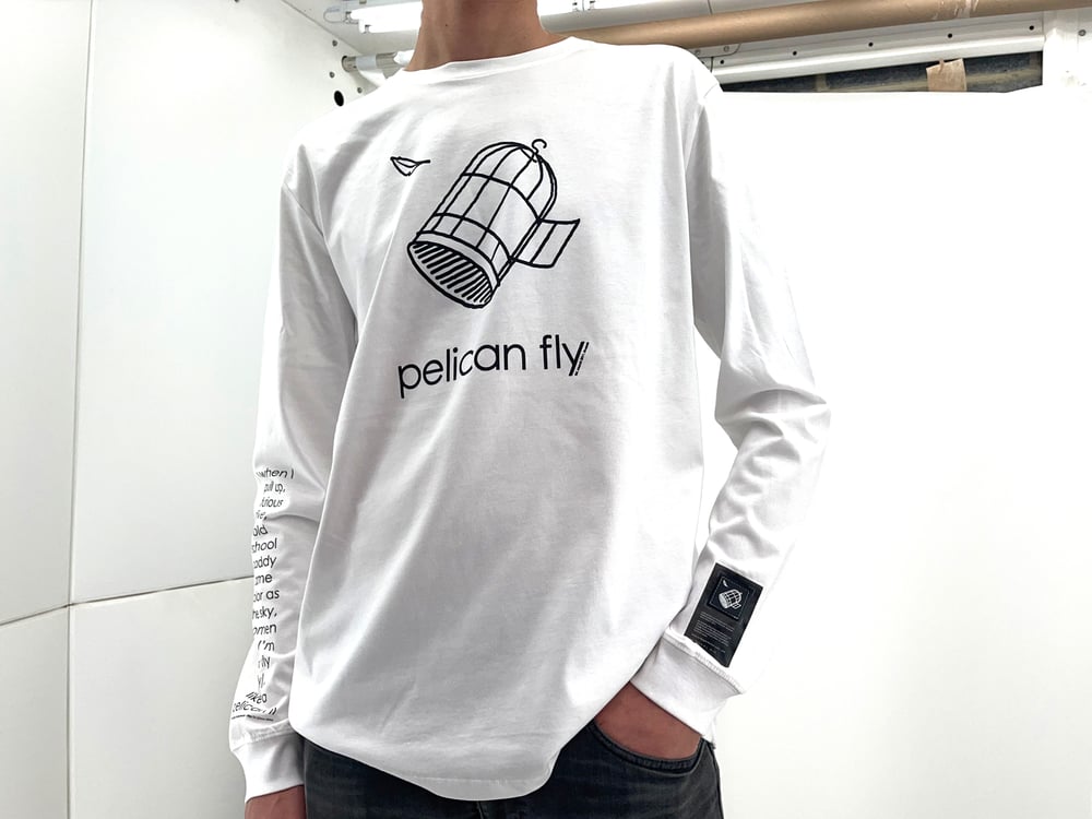 Image of Pelican Fly T-Shirt Long Sleeves (Cage Logo Black) + Patch