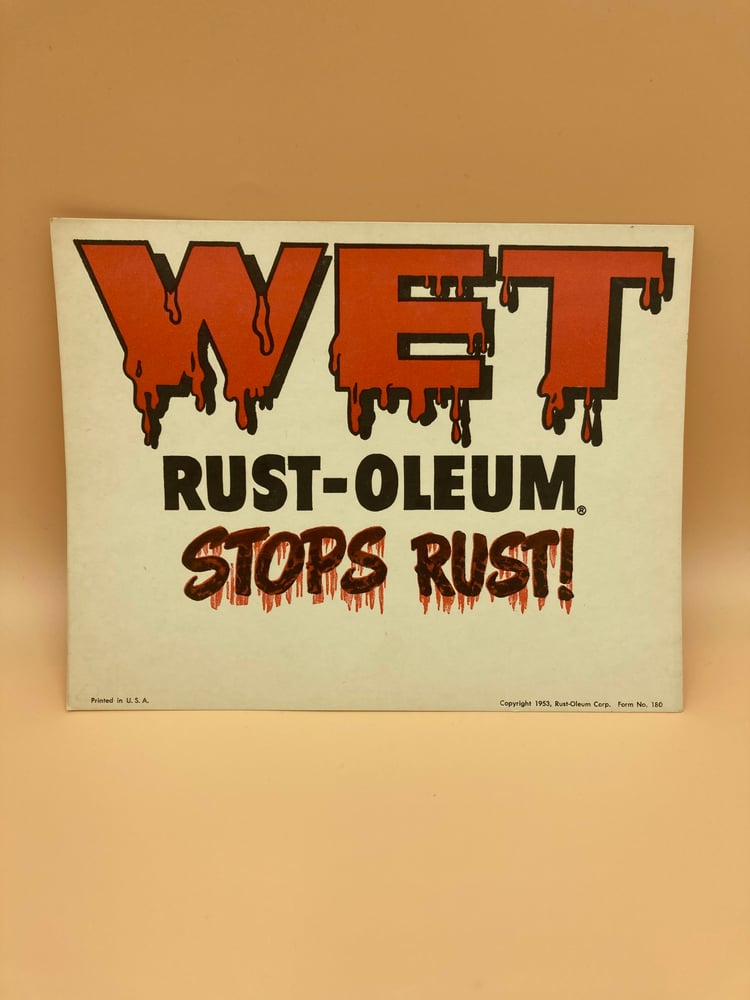 Image of Vintage Rustoleum wet paint sign. 