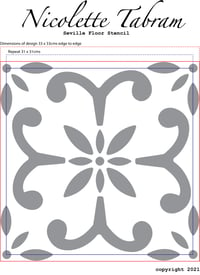 Image 4 of Large Seville Floor Stencil - Moroccan Stencil - DIY Floor Projects/Repeating Stencil