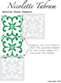 Image 5 of Large Seville Floor Stencil - Moroccan Stencil - DIY Floor Projects/Repeating Stencil