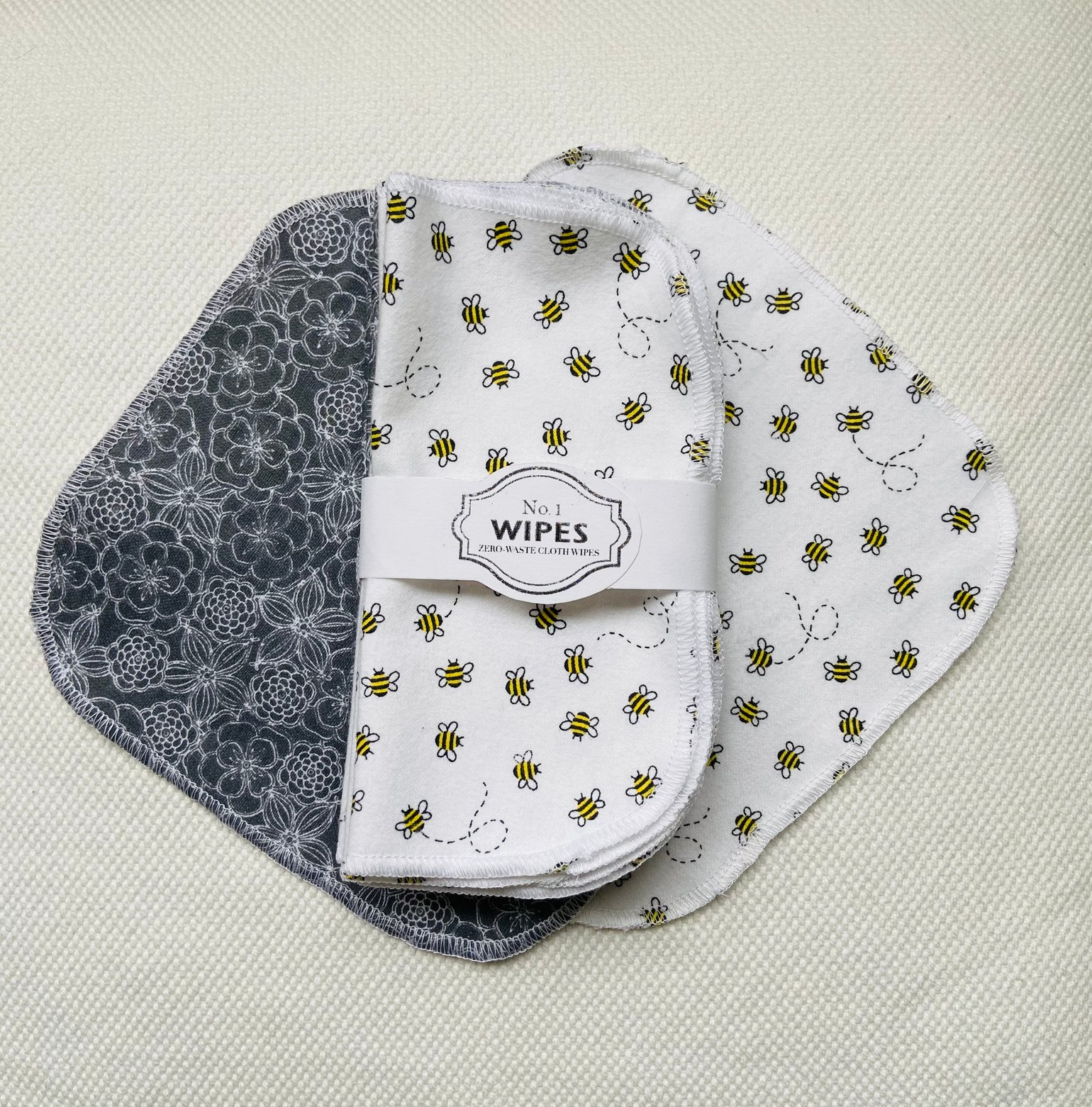 Image of 10 Washable Cloth Wipes - Bidet, Baby, TP: Bees