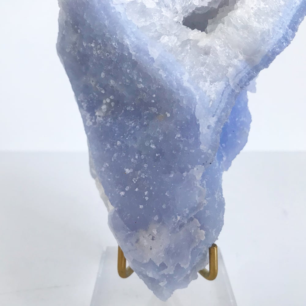 Image of Blue Chalcedony no.65 + Lucite and Brass Stand